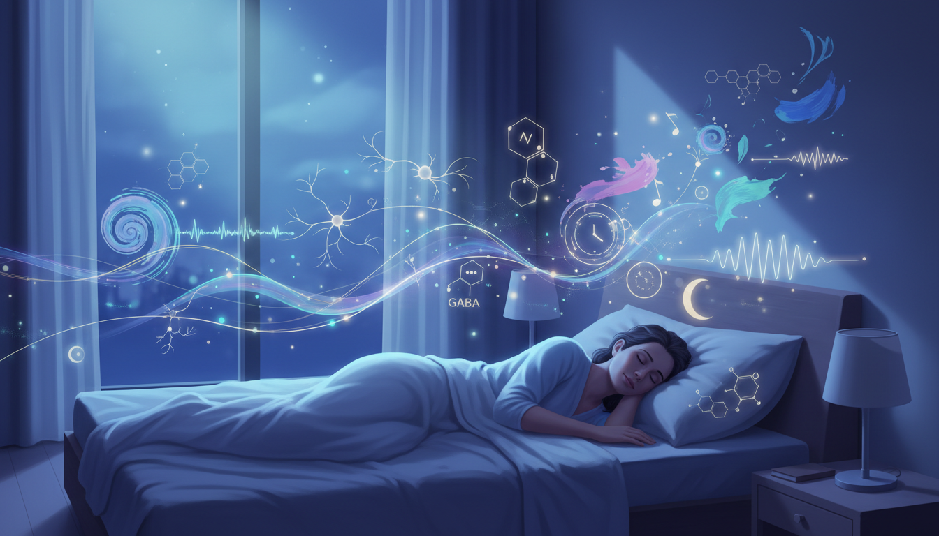 Drawing of a woman in bed dreaming
